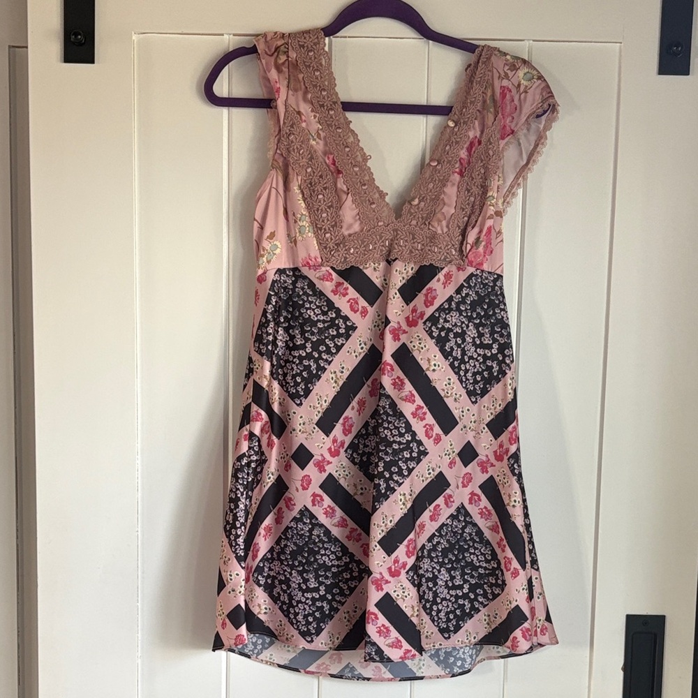 Intimately Free People Pink Floral Slip Dress